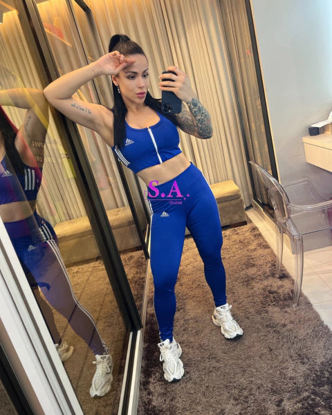 CONJUNTO RETRÔ SEM FLANELA TOP ZÍPER + LEGGING