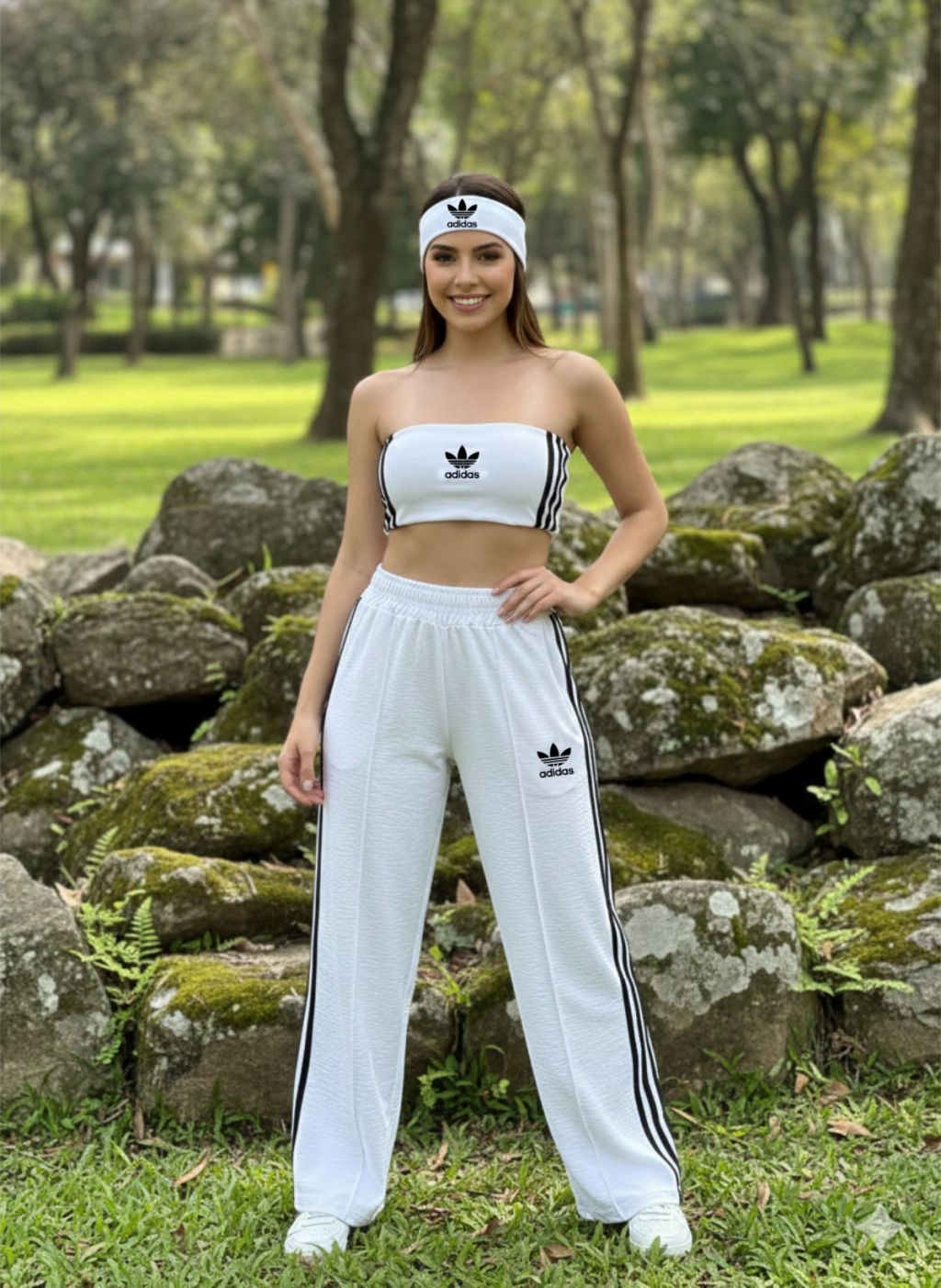 CONJUNTO AD PANTALONA + TOP FAIXA + FAIXA DE CABELO