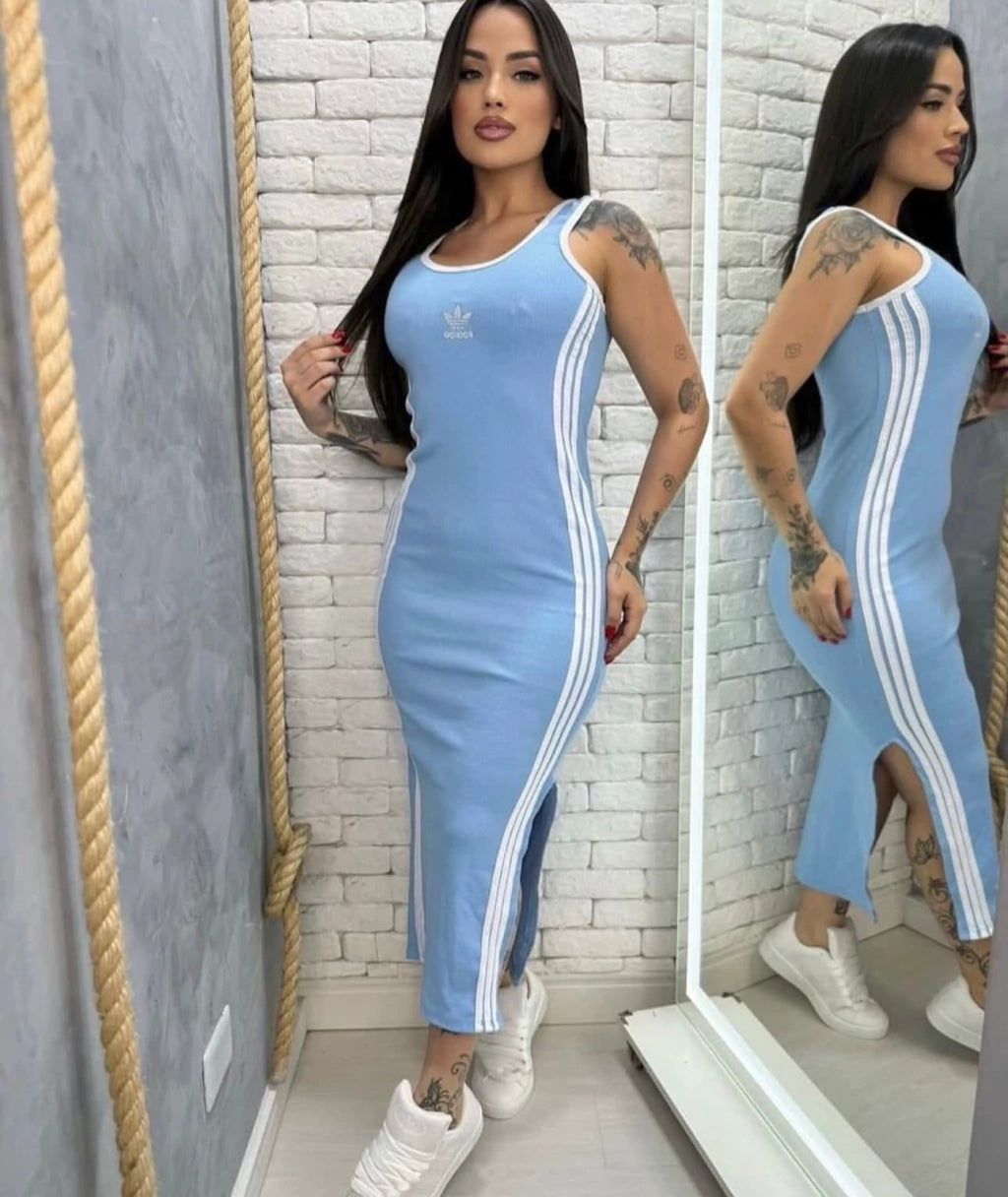 VESTIDO RETRÔ MIDI COM FENDA