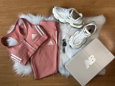 Kit Ad Zíper Rose + Tênis NB 9060 Branco com Cinza